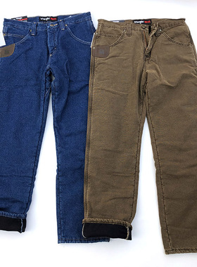 现货正品wrangler美国威格加绒保暖冬季牛仔裤男中腰直筒3w055th