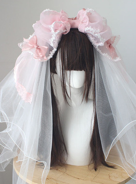 重瓣蔷薇庭院Lolita衍生小物 发箍 KC 头纱 bnt 爱心花丸 波奈特