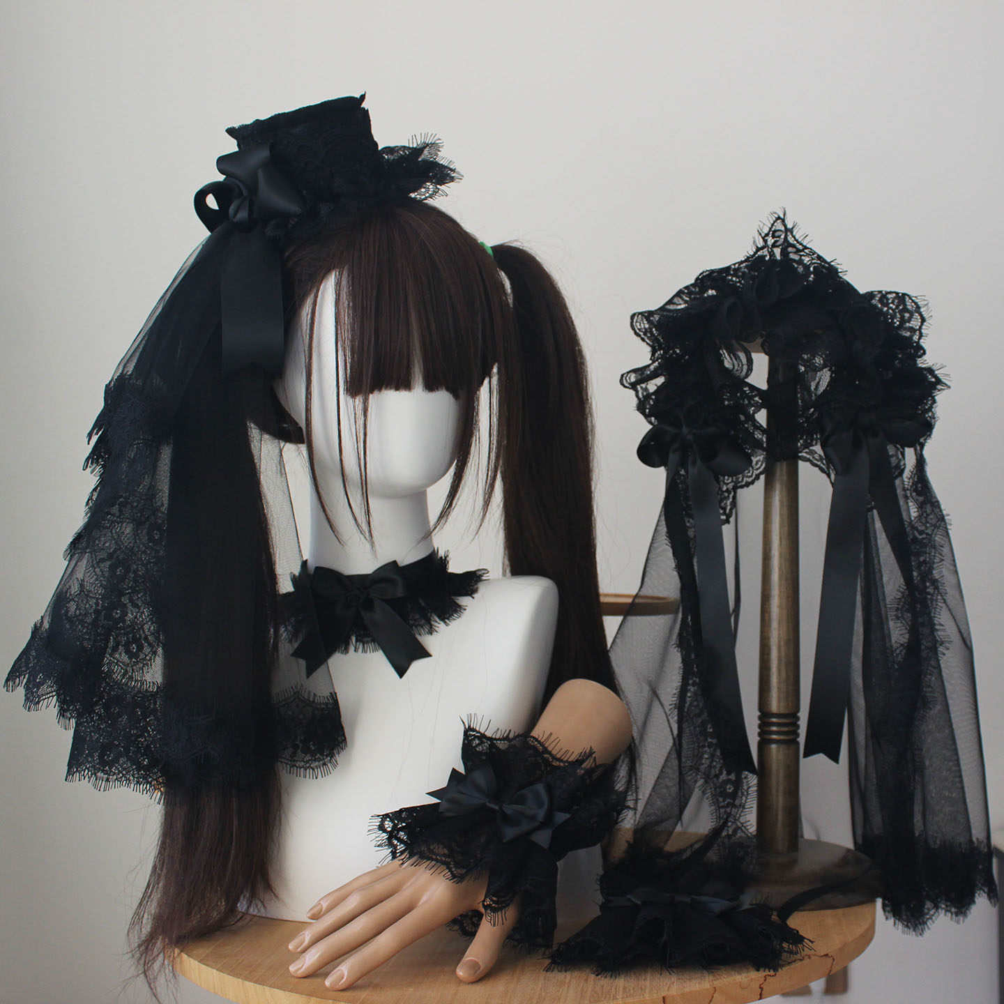 千堆雪手作黑色蕾丝哥特小礼帽 头纱 雀之羽Lolita小物 手袖 颈链,模玩/动漫/周边/娃圈三坑/桌游,lolita洛丽塔配饰小物/道具,淘宝优惠券,粉丝福利购,淘宝优惠卷