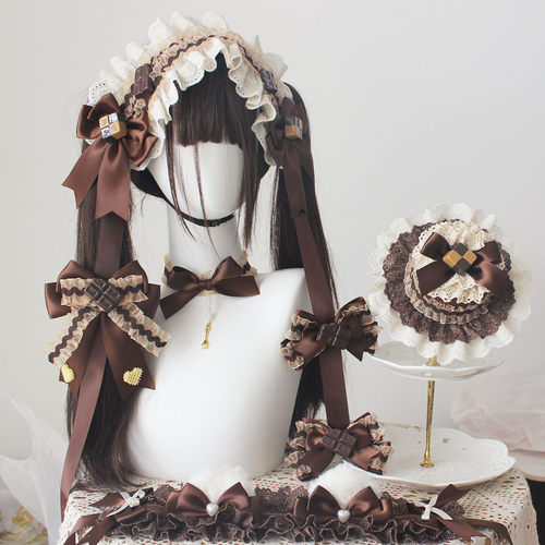 巧克力色lolita发饰套装
