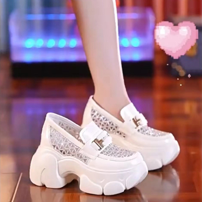 小个子乐福鞋女镂空透气小皮鞋