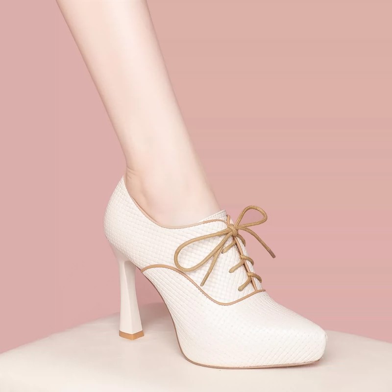 品牌潮深口单鞋女真皮尖头高跟鞋