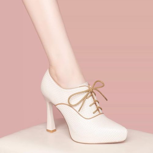 品牌潮深口单鞋女真皮尖头高跟鞋