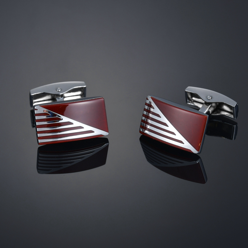 红色斜边条纹袖钉 男士法式长袖衬衫袖钉 男士衬衣配饰Cufflink