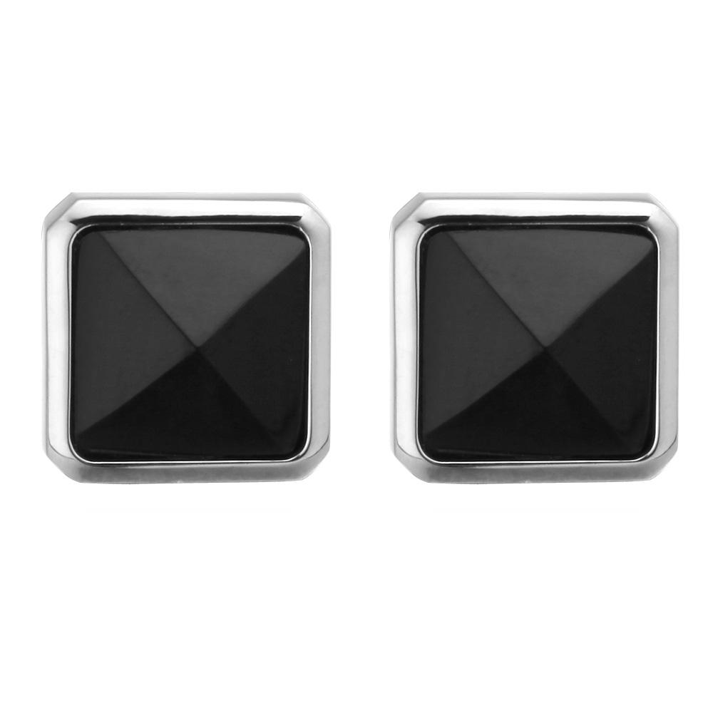 高档黑色正方形法式男士衬衫扣