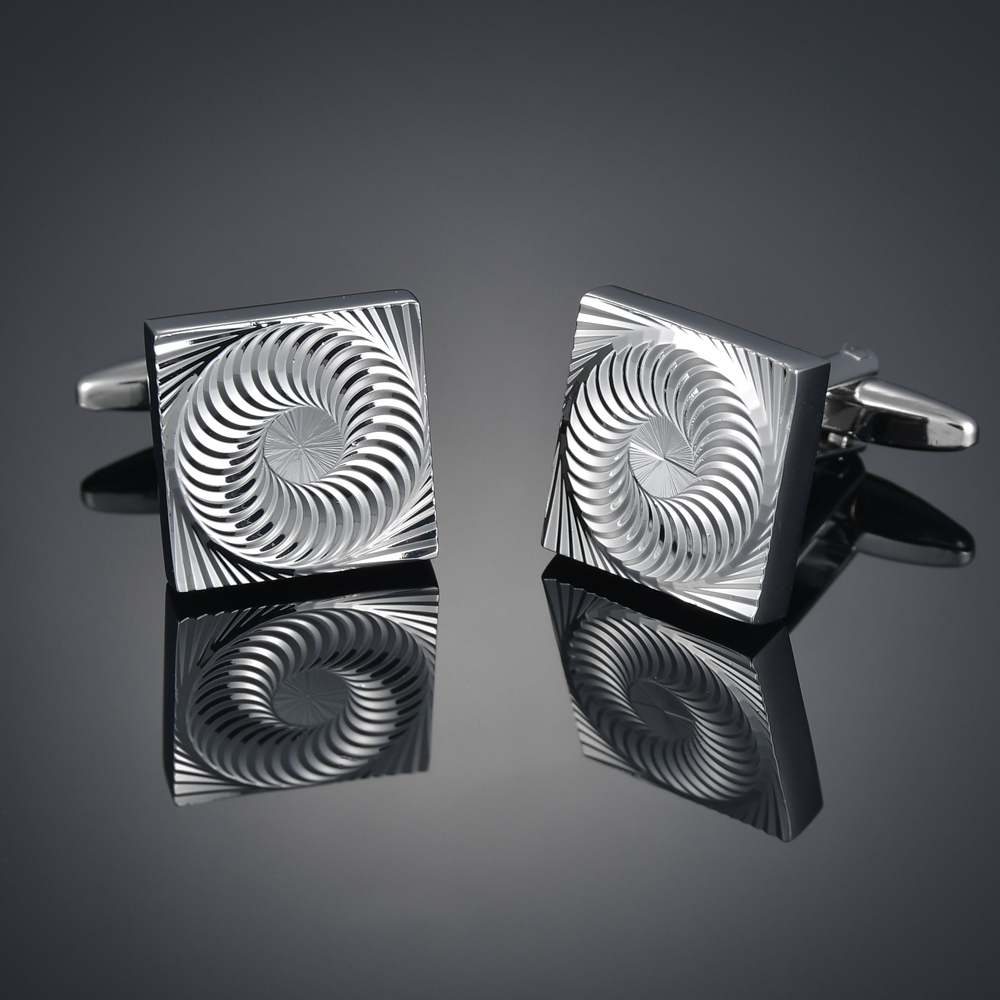 优质简约亮银漩涡袖扣 法式袖扣袖钉男士袖口钉衬衫扣cufflink