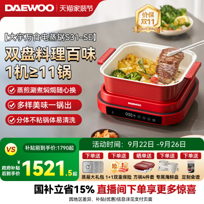 煎炸蒸煮焖焗烤双盘料理锅