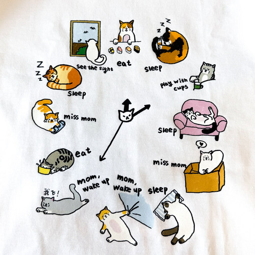 猫的一天（白天版）250克纯棉T