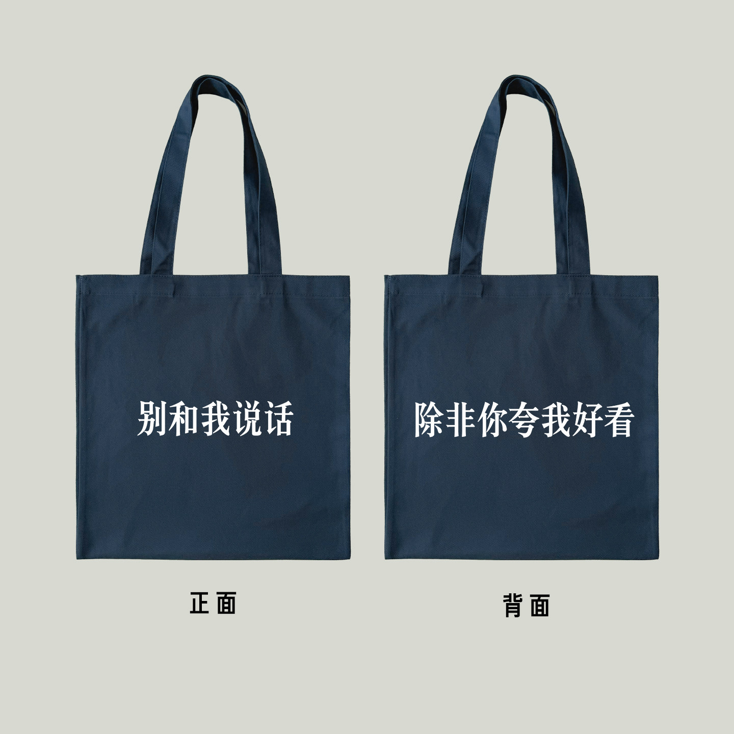 别和我说话，除非你夸我好看 帆布包