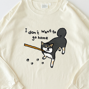 ｜插画师糯糯熔岩合作280g长袖 黑柴版 T恤｜小柴不想回家 长袖