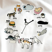 猫 纯棉T恤在宇间 插画家糯糯熔岩合作款 一天 低能量无社交版