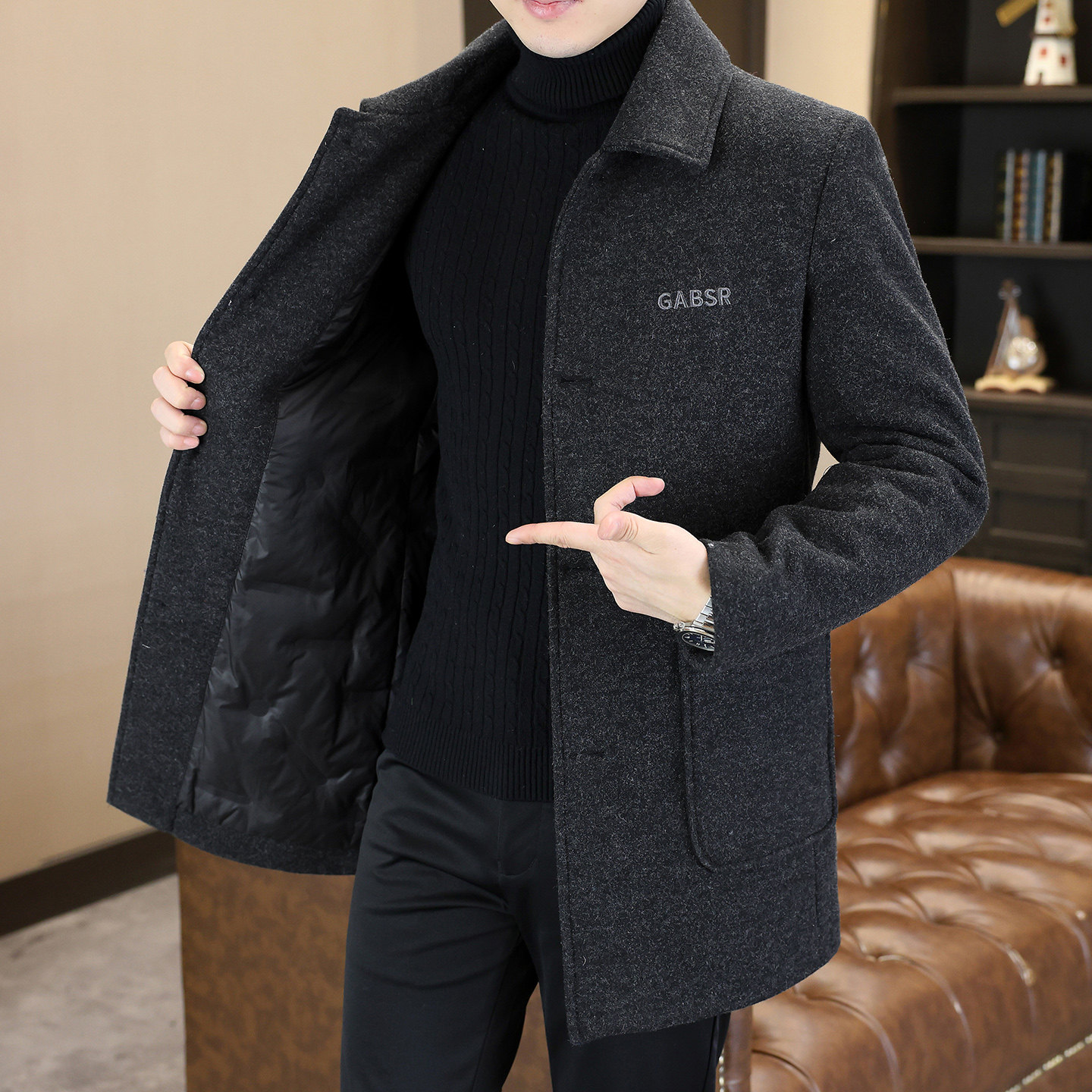 秋冬季毛呢大衣男士中长款潮流高端痞帅加厚保暖风衣男装棉服外套,男装,毛呢大衣,淘宝优惠券,粉丝福利购,淘宝优惠卷