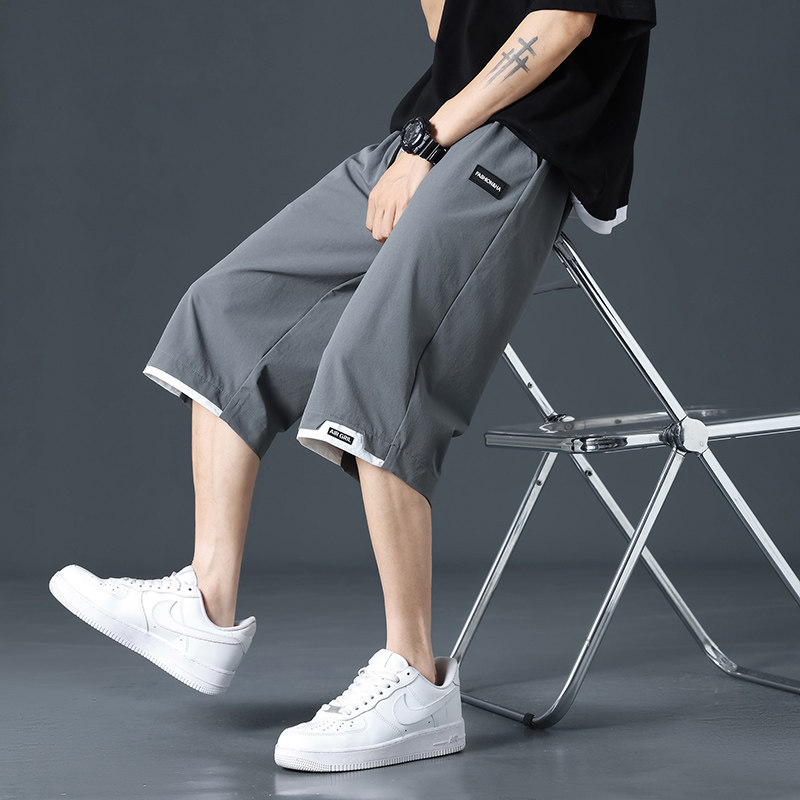 夏季冰丝7分短裤男款青少年运动七分裤初中高中学生休闲8八分裤子图片