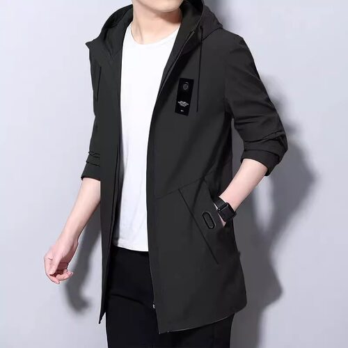 2026秋冬新款男士外套休闲宽松中长款风衣帅气潮加绒加厚棉服夹克