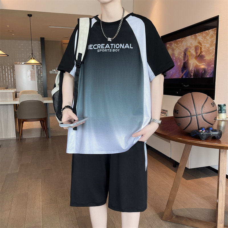 青少年冰丝速干短袖t恤男生夏季2026新款高初中生大童篮球服套装