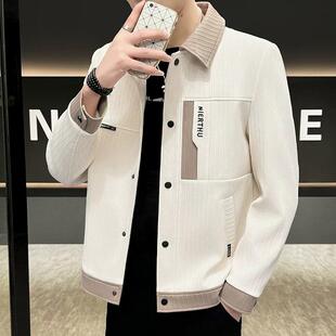 2025春季新款男士外套韩版修身翻领夹克潮牌男款上衣痞帅薄款褂子