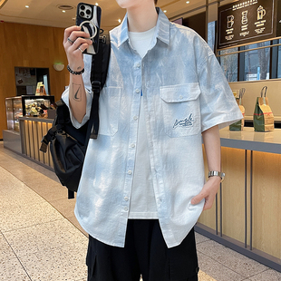 衬衣2026新款 纯棉短袖 潮牌休闲痞帅高级感工装 男夏季 防晒外套 衬衫