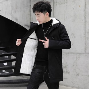男士棉衣中长款外套冬季潮流韩版青少年高中学生羽绒棉服加厚棉袄