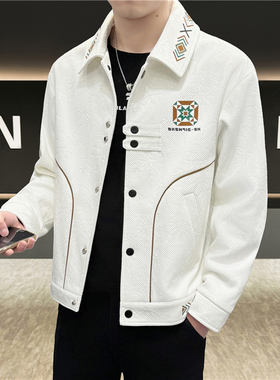 夹克男春秋季2026新款韩版修身潮流休闲毛呢外套百搭春款男装上衣