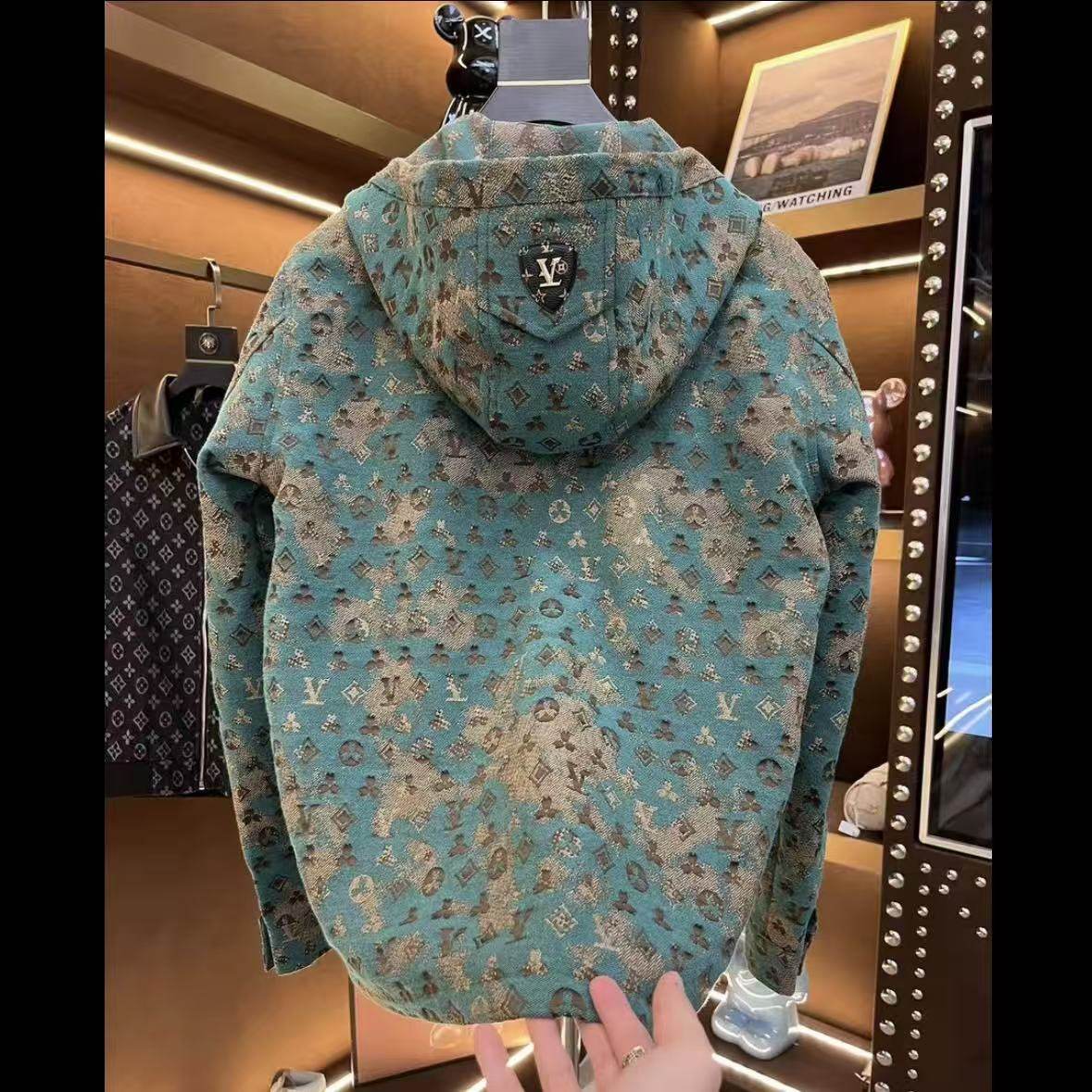 轻奢重工提花刺绣连帽外套男2025秋季新款高级感百搭休闲夹克上衣