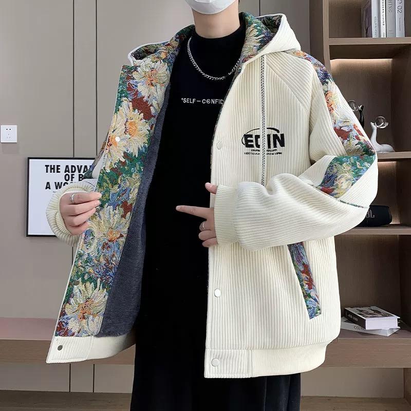 新中式国风灯芯绒连帽外套卡瓦度