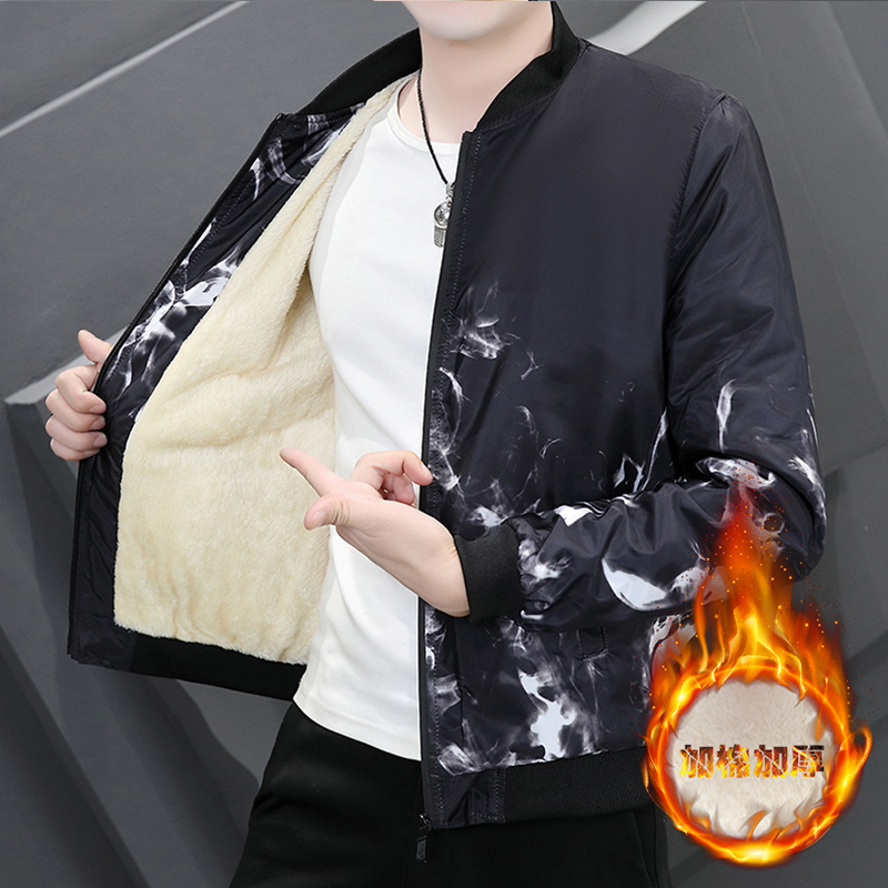 韩版休闲加绒加厚棉袄夹克