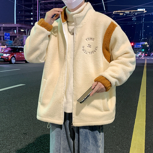 羊羔绒外套男秋冬款加绒加厚休闲摇粒绒夹克男生潮流百搭冬装衣服