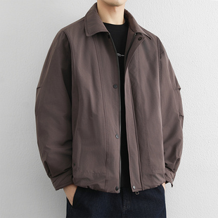 90白鸭绒轻薄羽绒服男款冬季高级感宽松短款防寒保暖工装翻领外套