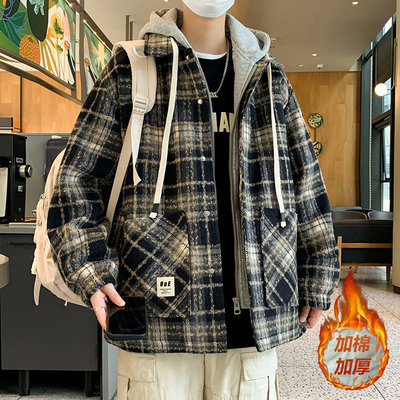 青少年棉衣外套男孩13初中学生14帅气加厚棉服15岁胖大童冬装棉袄