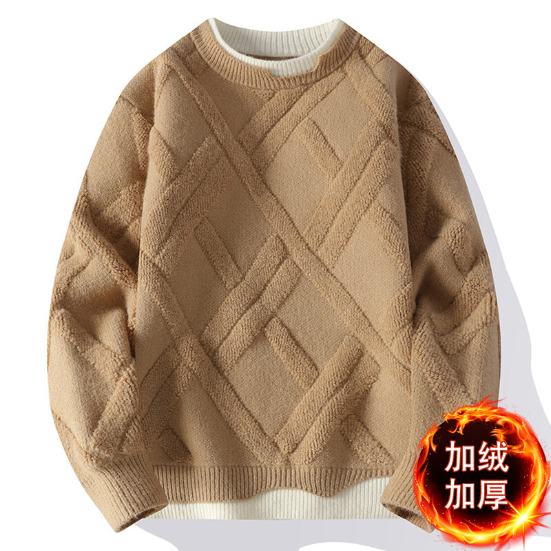 毛衣男秋冬季加绒加厚潮流男士线衣针织衫打底衫毛衫保暖上衣学生