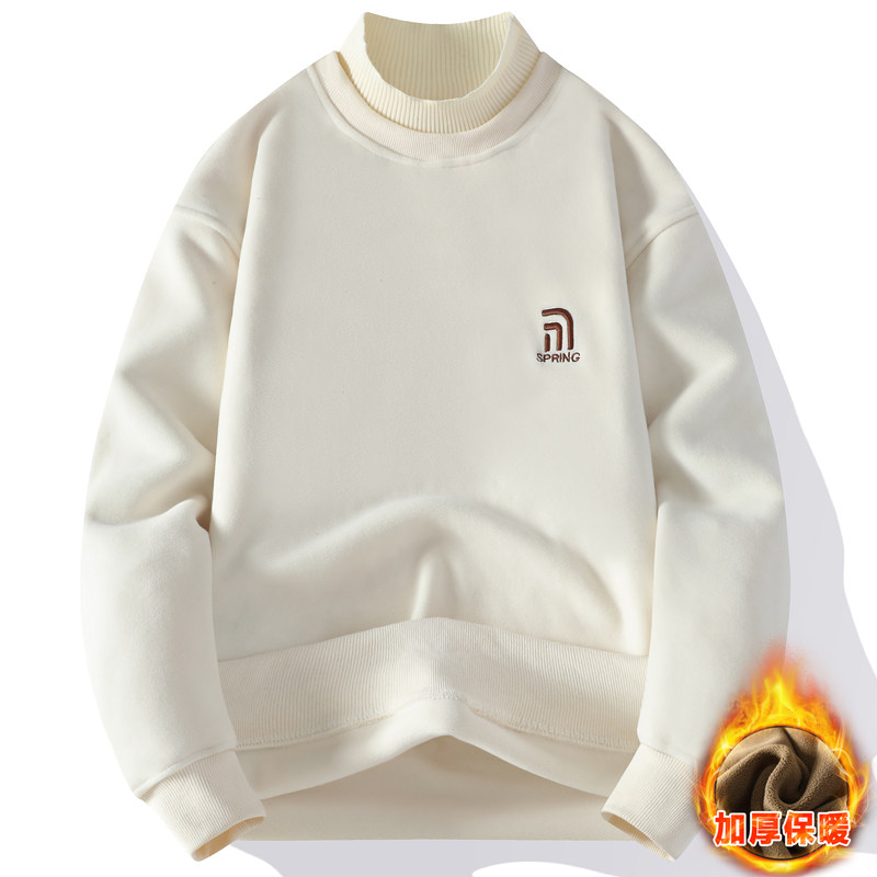 半高领保暖内衣男单件上衣冬季加绒加厚青少年学生可外穿男土秋衣