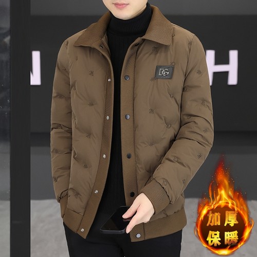 2025新款秋冬季翻领棉衣男加厚保暖刺绣休闲外套冬装潮流短款棉服