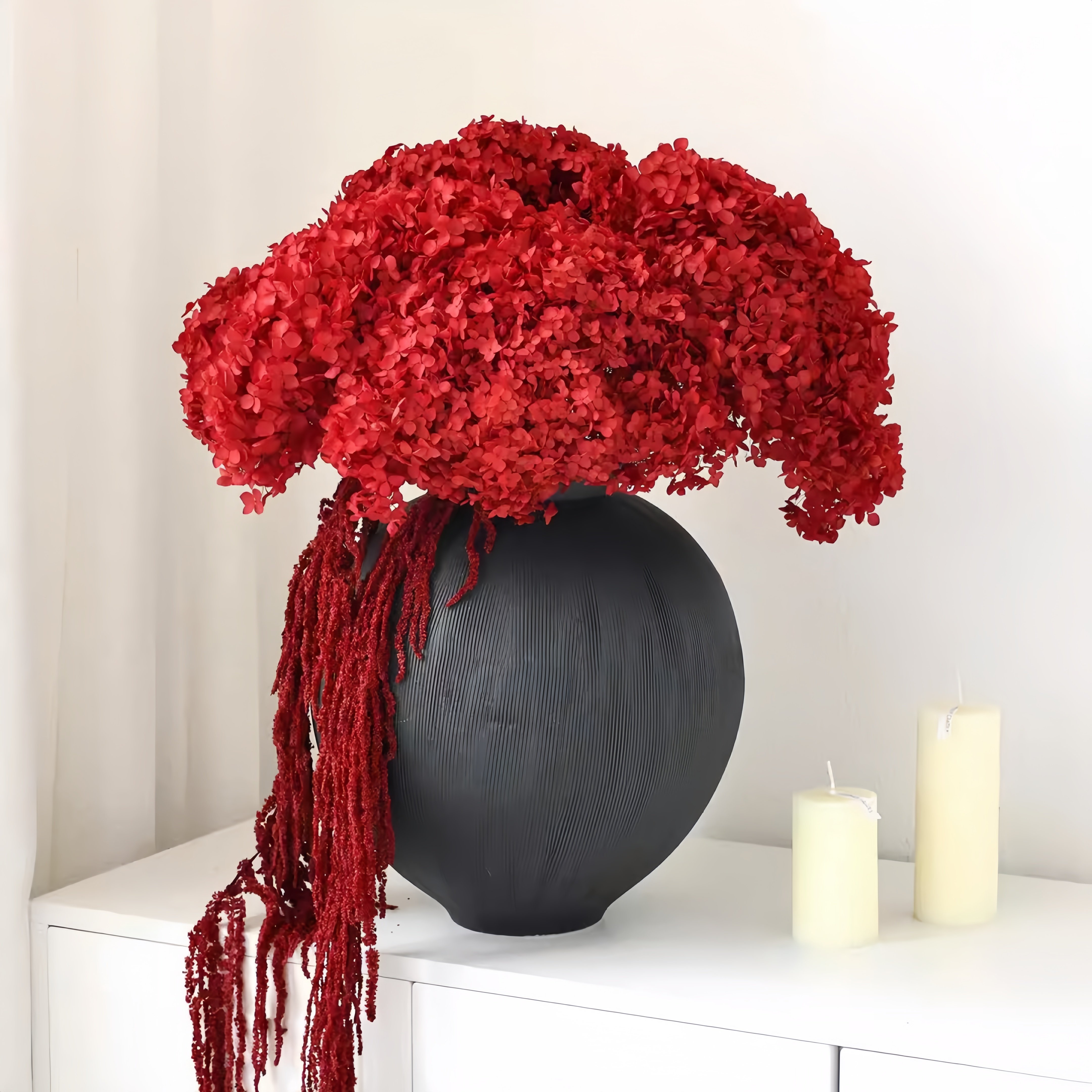 干花花束客厅摆设红色安娜绣球花瓶插花干花真花高级感永生花摆件,鲜花速递/花卉仿真/绿植园艺,永生花,淘宝优惠券,粉丝福利购,淘宝优惠卷