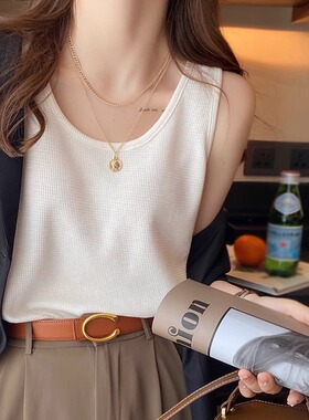 白色吊带背心女遮副乳宽肩带大码西装内搭打底衫夏季外穿无袖上衣