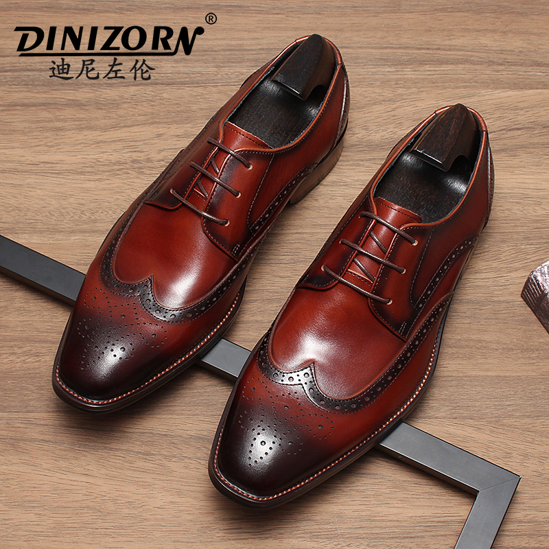 迪尼左伦布洛克雕花皮鞋男