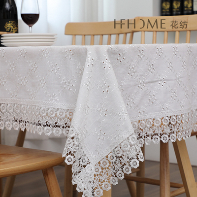 田园刺绣绣花棉线餐桌布盖布