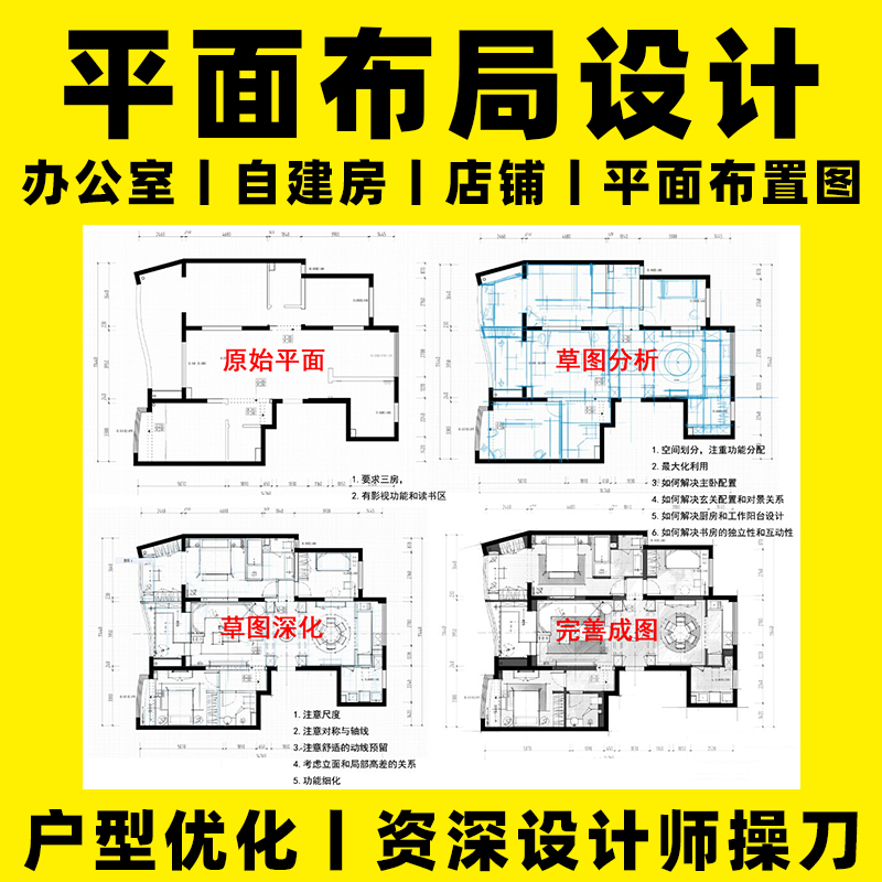 办公室平面布局设计方案农村自建房户型平面布置图工装店铺改造图