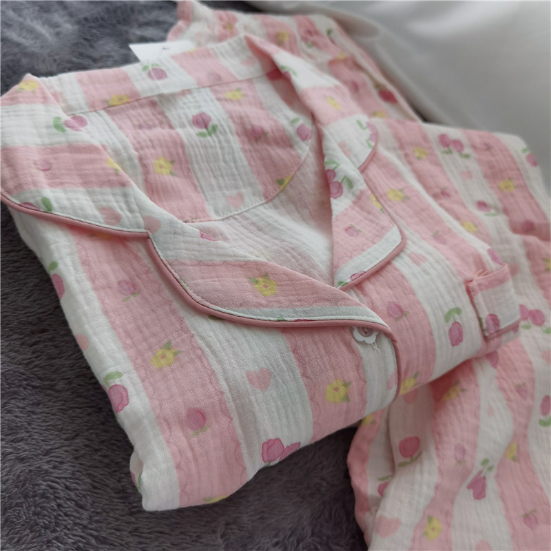 纯棉双层纱布睡衣家居服长袖长裤水洗棉纱春夏秋女士新款加肥加大,女士内衣/男士内衣/家居服,睡衣/家居服套装,淘宝优惠券,粉丝福利购,淘宝优惠卷