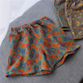 宽松纯棉休闲家居女款 复古提花纯棉夏季 沙滩裤 短裤 柔软舒服 睡裤