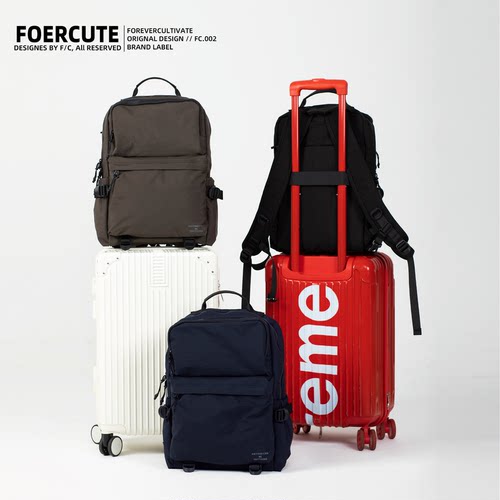 FOERCUTE潮牌双肩包男户外通勤背包女大学生书包旅行大容量电脑包