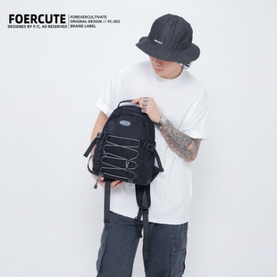 FOERCUTE潮牌户外双肩包小型书包徒步爬山背包女通勤运动骑行包男
