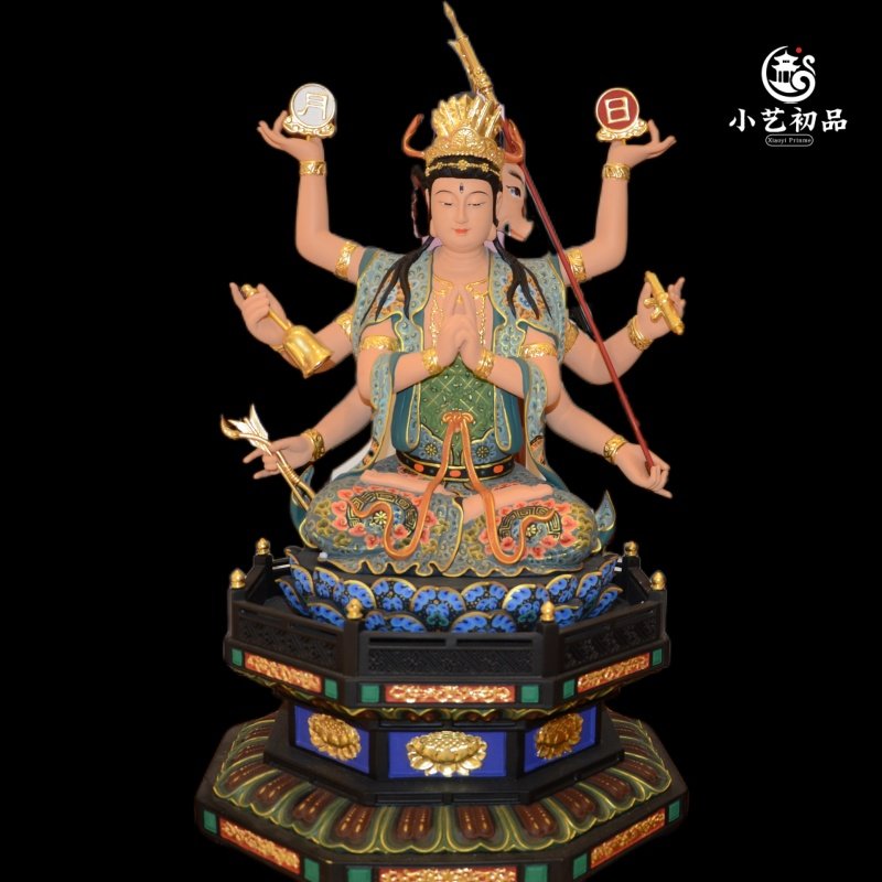 枣木雕斗姆元君神像 家用供奉摆件圆明道姥天尊斗姥圆君斗母星君