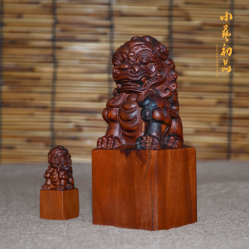 狮子印兽钮印全手工定制雷击枣木法印篆刻印章狮子印麒麟官印