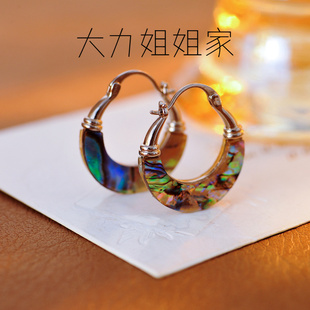 《霓裳云间》独特炫彩贝壳耳环小众设计高级耳饰2025爆款批发代发