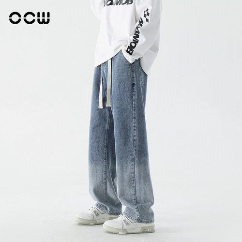 OCW牛仔裤男款潮牌宽松直筒