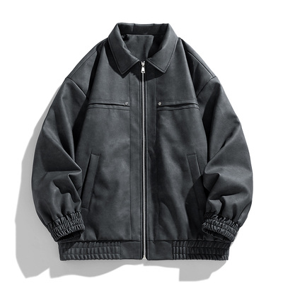 OCW潮牌 美式PU皮夹克男2025春秋新款青少年学生机车飞行服外套男