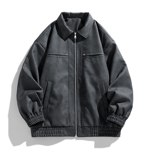 OCW潮牌 美式PU皮夹克男2025春秋新款青少年学生机车飞行服外套男