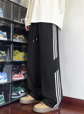 OCW潮牌 美式三条杠条纹休闲裤男2026春秋新款青少年学生宽松长裤