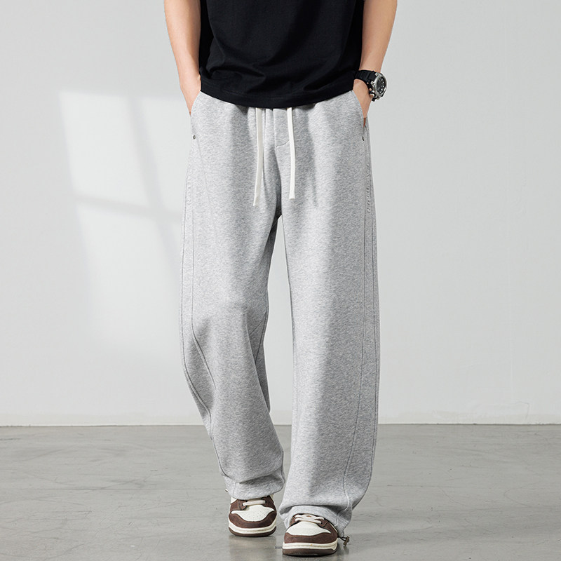 OCW潮牌 纯色字母印花拼接直筒休闲裤男2026春季宽松百搭棉质卫裤