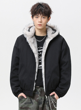 OCW潮牌 座山雕连帽毛领棉服2026秋冬新款青少年学生加厚保暖外套